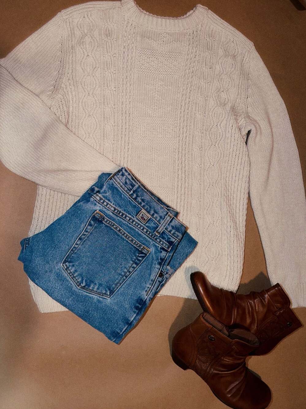 Chaps Cable-Knit Crew Neck Cotton Sweater